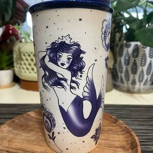 Starbucks Siren Mermaid Ceramic Tumbler Cup 12 oz Purple Anchor 2016